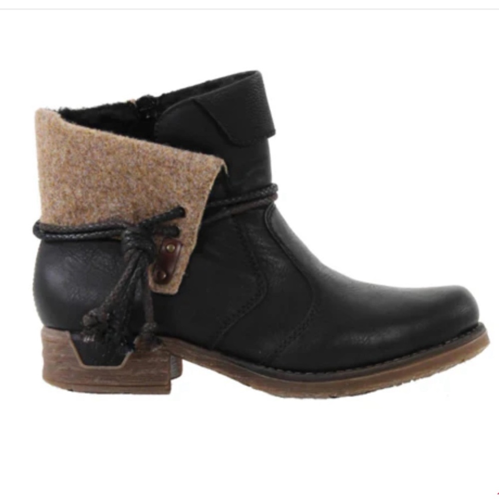 Fairycore Rieker Fee 93 Fashion Leather Upper Faux Fur Ankle Boot Size 40